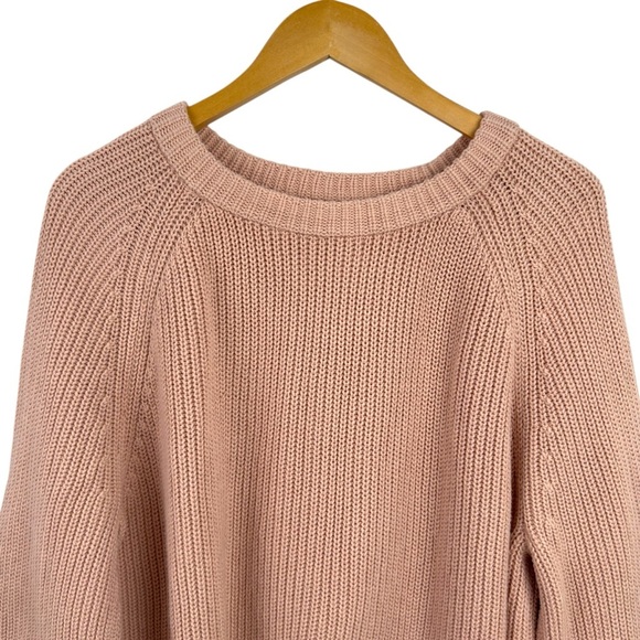 Jenni Kayne Fisherman Knit Sweater In Blush Cotton Oversized Ribbed Crewneck XXL - Picture 3 of 16